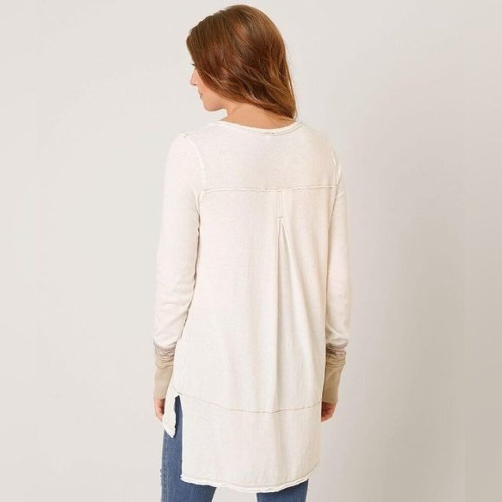 Free People Olive Green Long Sleeve Relaxed Henley Top | Boho Cottagecore Indie - Picture 7 of 16